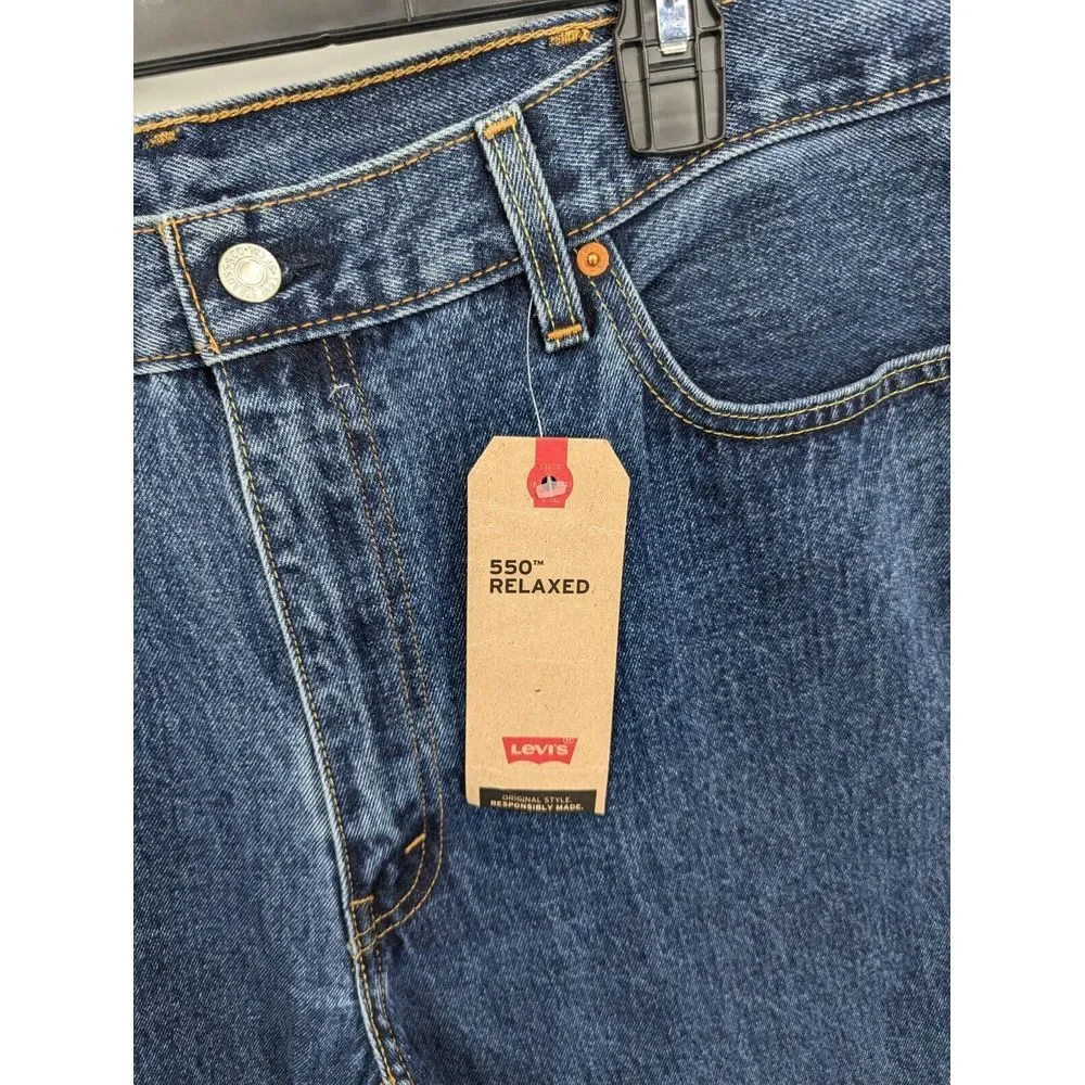 Levi's 550 Relaxed Fit Blue 100% Cotton Denim Jeans Men's 00550-4886, 40x30 NWT